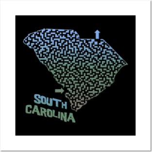 South Carolina State Outline Maze & Labyrinth Posters and Art